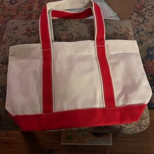 Red and White Canvas Tote Bag. New without tags